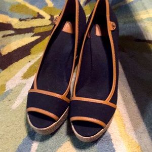 Tory Burch Wedge Espadrille Peeptoe Sandal